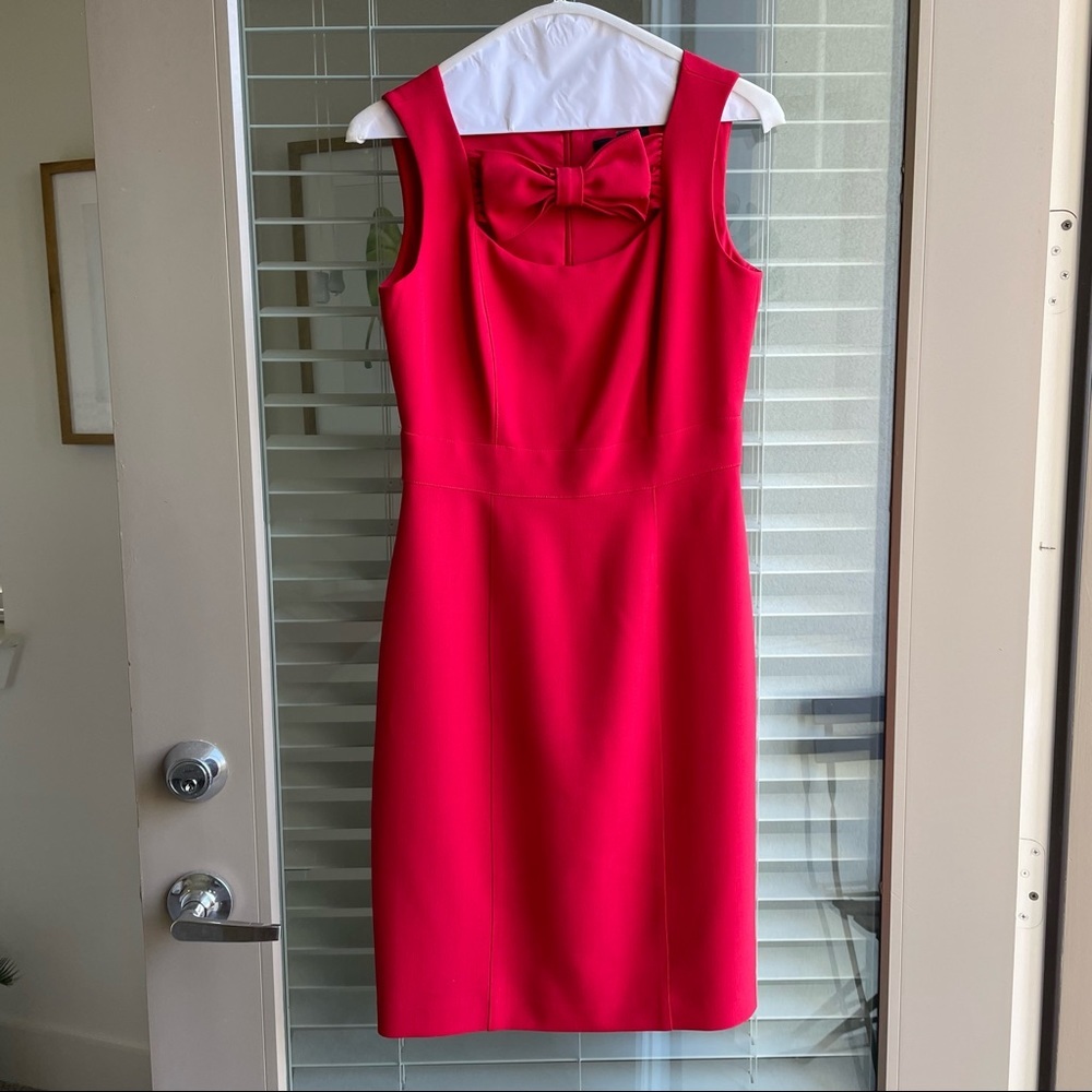 Chetta B Bright Fuchsia Sleeveless Sheath Dress with Bow Back